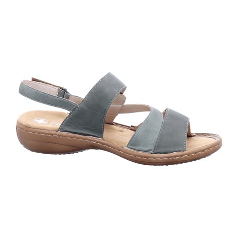 Rieker FSK Women's Grey Sandals Comfortable Flat Sole Synthetic Leathe
