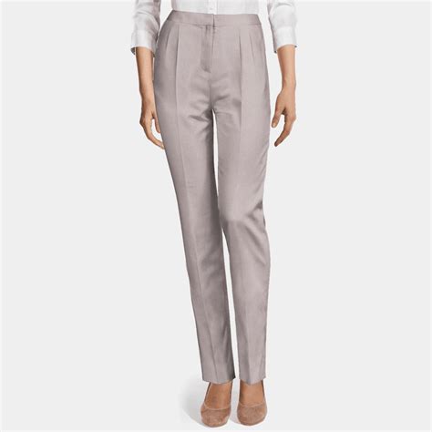 Light gray high waisted pleated wrinkle-free Trousers | Sumissura