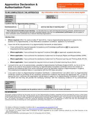 Fillable Online Apprentice Declaration amp Authorisation Form - Skills ...