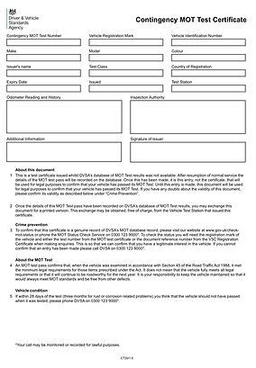 Image result for Mot Contingency Test Form