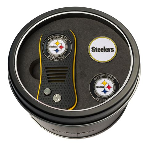 Pittsburgh Steelers Switchblade Divot Tool + 2 Ball Marker Tin Gift Set ...