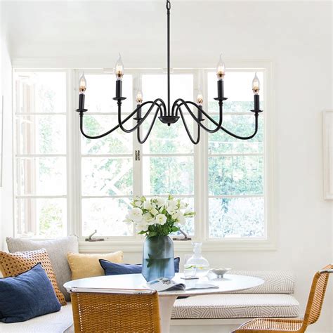 Modern Farmhouse Black Metal Candle chandelier | Sofary