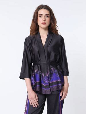 Buy RAREISM Black Placement Print Wrap Top (Set of 2) Online