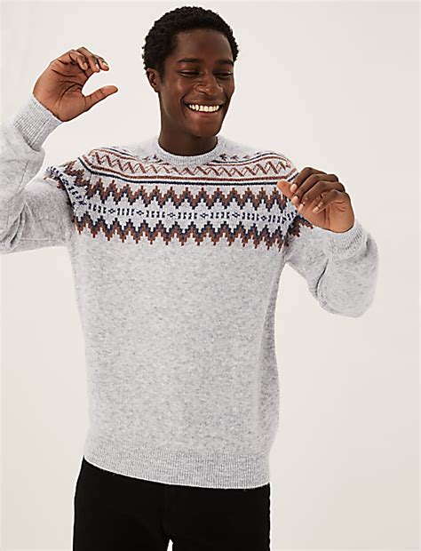 Buy Fair Isle Crew Neck Jumper at Marks & Spencer