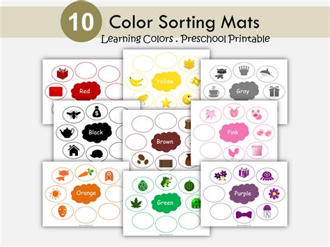 Color Matching, Color Sorting Game Printable, Preschool Activity, Lear ...
