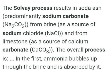 how is sodium carbonate prepared by solvay's process?give equation ...