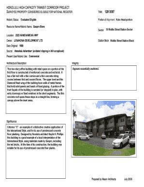 Fillable Online DOE Form Gaspro Store - Honolulu Historic Properties ...