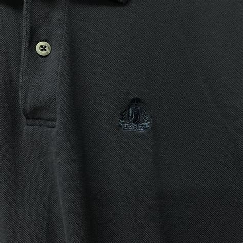 IZOD Silk Wash 100% Cotton Navy Blue SS Collard Embro… - Gem