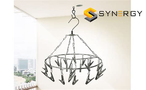 Synergy 24 Clips Stainless Steel Round Cloth Hanger/Clothes Stand for ...