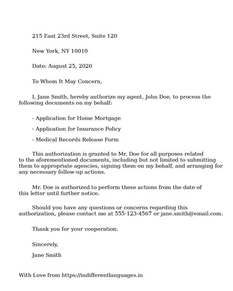 2 Examples of Sample Letter Of Authorization Giving Permission To ...