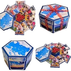 J13 Surprising Photo Explosion Gift Box, Hexagon 4 Layered with Secret ...