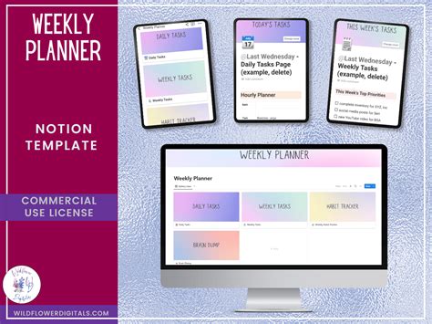 Image result for Notion Weekly Planner Template