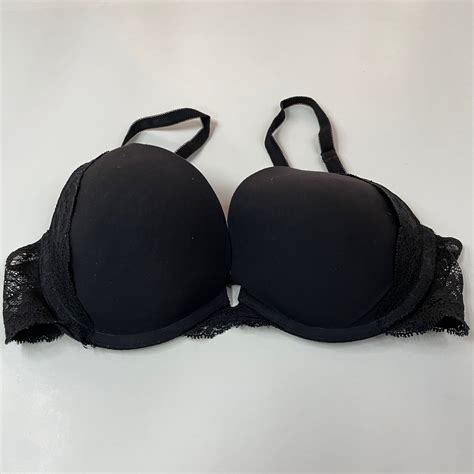 Victorias Secret 34C Pushup Bra Padded Solid Black Floral Lace ...