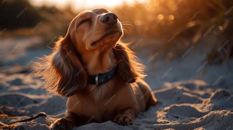 Premium AI Image | A dachshund dog with its eyes closed in the sun
