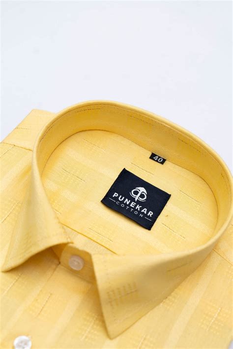 Yellow Color Embroidery Pure Cotton Shirt For Men – Punekar Cotton