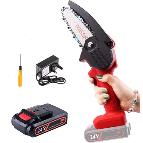 Burdean Upgraded Mini Chainsaw 4 Inch Cordless Electric Chainsaw 24v ...