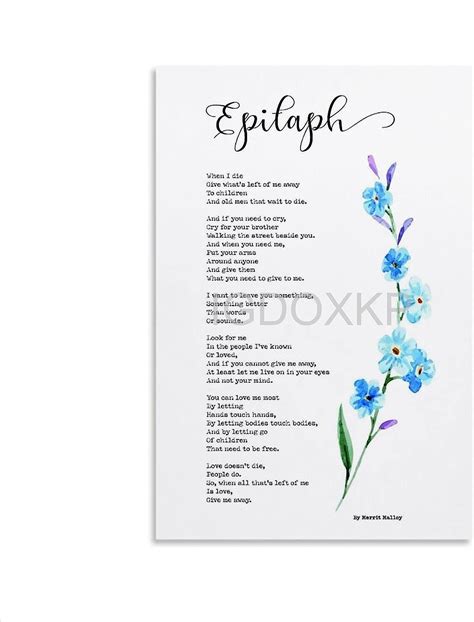 Amazon.com: BRKENT Merritt Malloy's Epitaph Poem When I Die Canvas ...