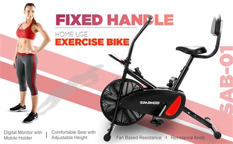Sparnod Fitness SAB-01 Air Bike Exercise Cycle for Home Gym ...