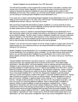 Fillable Online Student Feedback Course Identification Form PDF ...