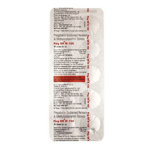 Peg Sr M 150mg Strip Of 10 Tablets: Uses, Side Effects, Price & Dosage ...