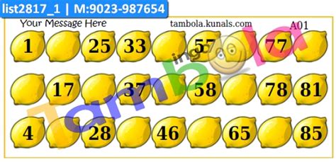 Classic Lemon Tambola Housie in Fruits Vegetables theme