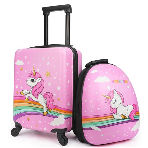 emissary Kids Luggage With Wheels For Girls, Unicorn Kids Luggage Set ...