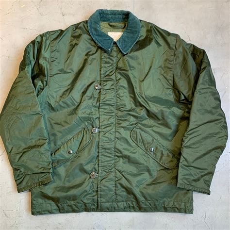 70's U.S.NAVY EXTREME COLD WEATHER IMPERMEABLE ALPHA社 ナイロンデッキジャケット オリーブ ...