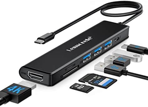 Lemorele USB C Hub, Type-C Hub Adapter 7 in 1 with HDMI 4K@30Hz, 100W ...