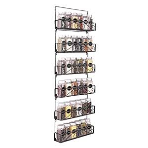 SWOMMOLY Wall Mount Spice Rack, 6 Pack Stackable Foldable Spice Racks ...