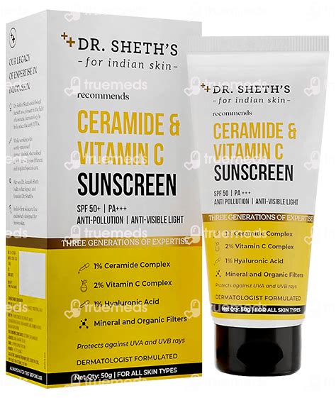 Dr Sheths Ceramide And Vitamin C Sunscreen Cream 50 Gm - Uses, Side ...