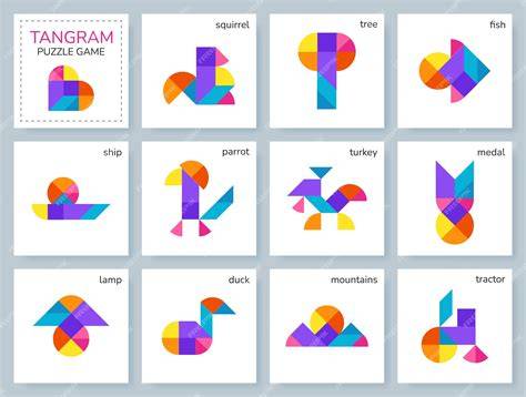 Tangram puzzle game for kids colorful geometric collection with ...