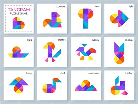 Tangram puzzle game for kids colorful geometric collection with ...