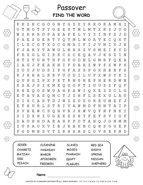 Passover Word Search Puzzle | Planerium