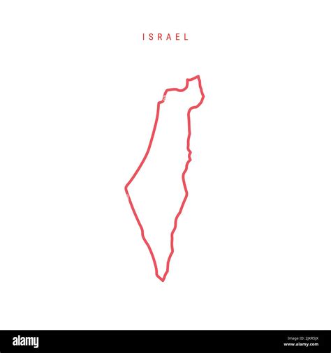 Israel editable outline map. Israeli red border. Country name. Adjust line weight. Change to any ...