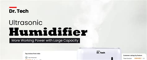 Dr. Tech J820 Ultrasonic Humidifier Cool Mist Air Purifier Dryness Cold ...
