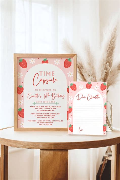 Berry First Birthday Time Capsule Sign and Cards, Strawberry Party ...