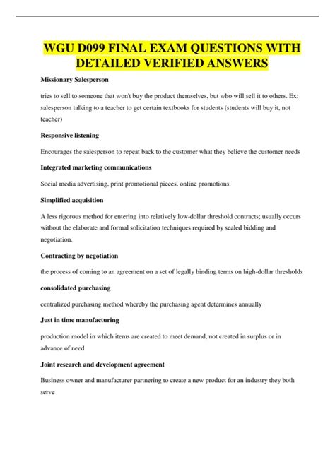 WGU D099 FINAL EXAM QUESTIONS WITH DETAILED VERIFIED ANSWERS - D099 ...
