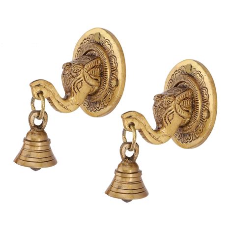 Buy D Brasso Elephant Face Wall & Door Brass Decorative Bell Pair ...