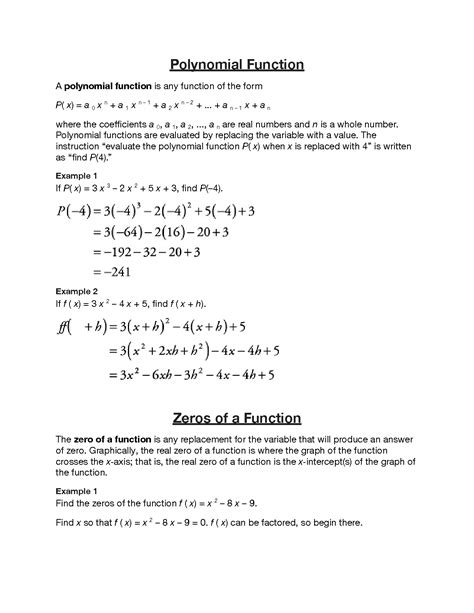 Image result for Polynomial Functions Algebra 2
