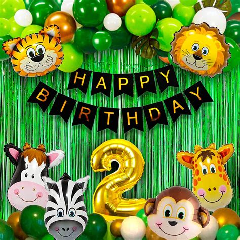 Party Propz 2Nd Birthday Decoration Items For Boys-Set Of 52 Pcs Jungle ...