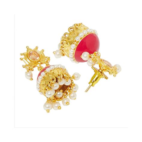 Buy Voylla Gold Plated Jhumki Earrings with Pearls Online