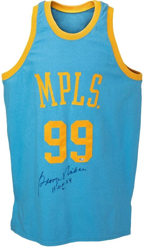 George Mikan Hall Of Fame 1959 Signed Minneapolis Lakers Jersey PSA ...