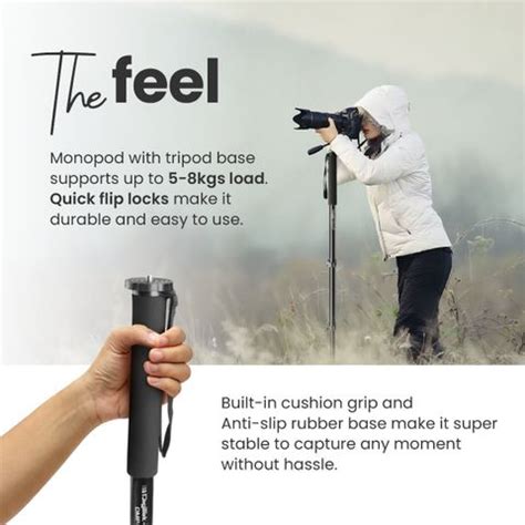 DIGITEK DMP 75L Lightweight Telescopic Monopod with Tripod Base Load ...