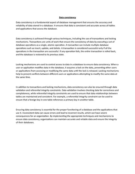 Data consistency - Data consistency Data consistency is a fundamental ...