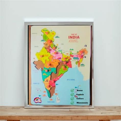 India map for Kids Wooden Puzzle for Kids of Large Size |Birthday Gifts ...