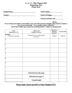 Fillable Online ednamaguire Steeplechase 2003 Pledge Sheet ...