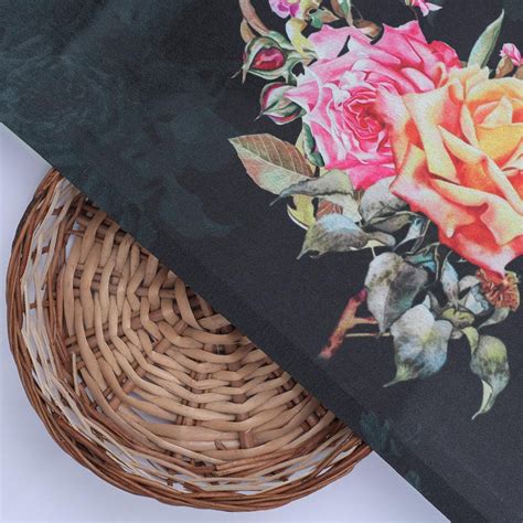 Digital Printed Japan Satin Fabric - Floral Print, Black – FAB VOGUE ...