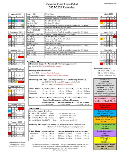 Washington County School District ut Calendar 25-26 Revised [pdf ...
