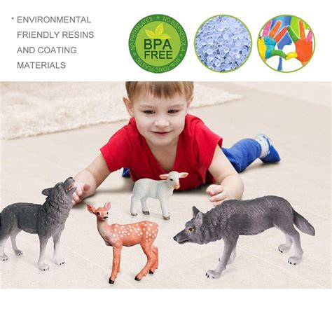 Volnau Wolf Toys Figures Animal Toys 7PCS Wolf Figurines Zoo Pack for ...