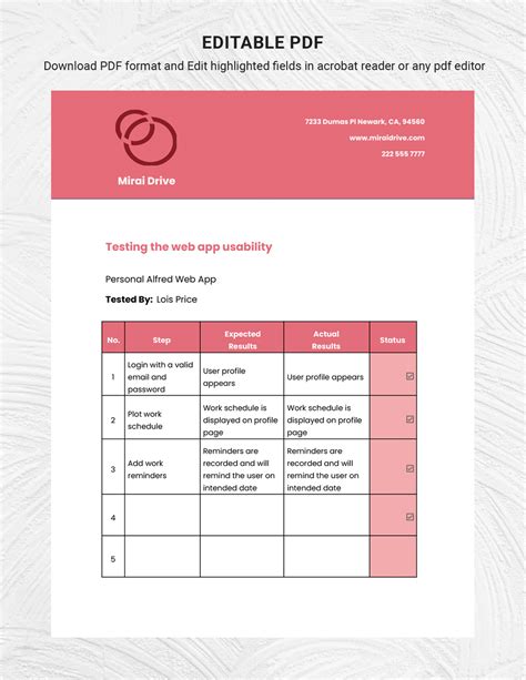 Editable Test Case Templates in Word to Download